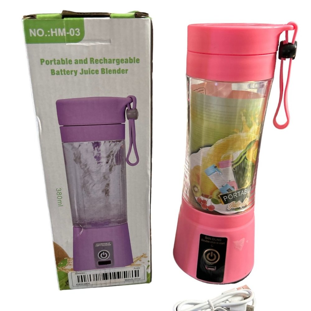 Rechargeable PURPLE 6 Blades Portable Electric Mini USB Juicer Mixer Blender